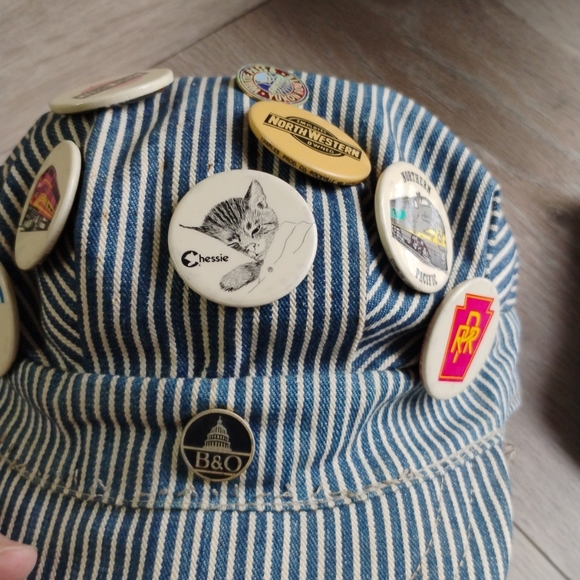 Vintage Old Railroad Conductor Hat Engineer 9 Collector Buttons Men's Medium - Picture 15 of 16